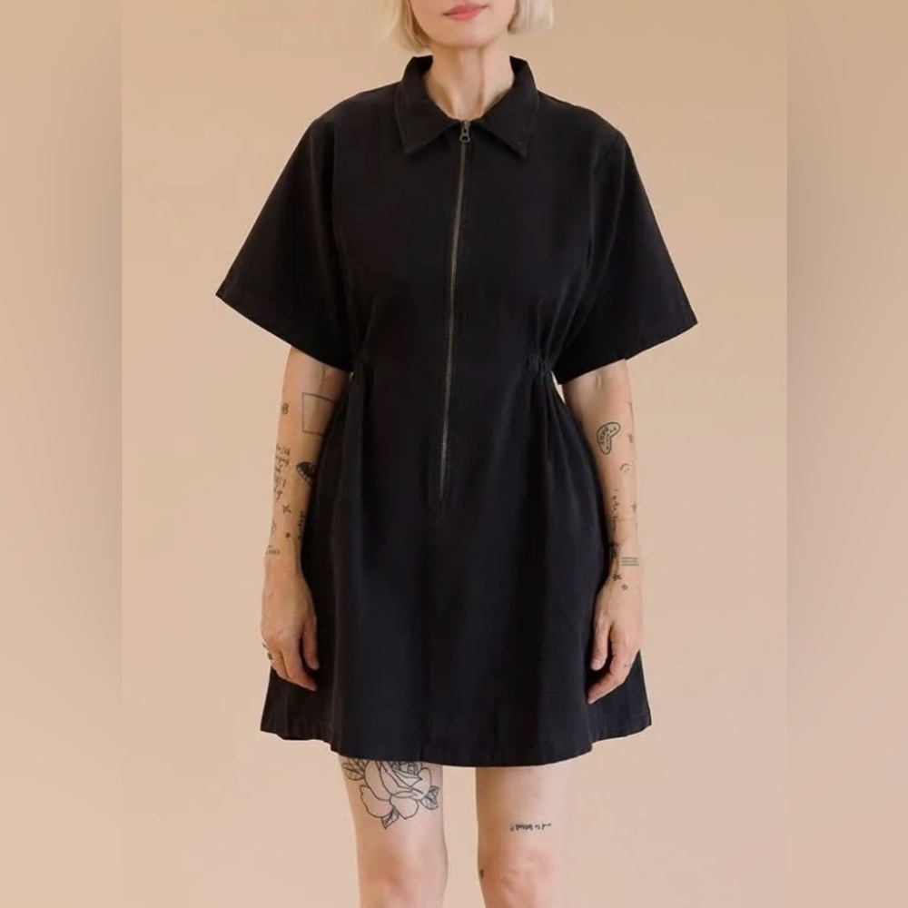 Black Utility Cinched dress